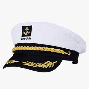 Sailor Captain Hat Halloween Cosplay White Gold Navy Blue New without Tags